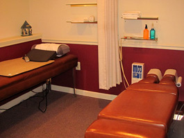 Photo of therapy tables in the office of Advantage Chiropractic Coopersburg PA